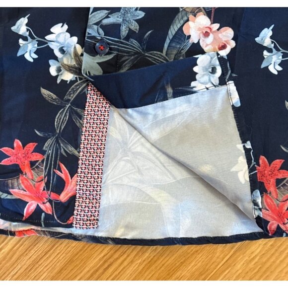Bespoke Shirt Mens Floral Long Sleeve Navy Red White 4XL Flip Cuff Hawaiian - Picture 5 of 11